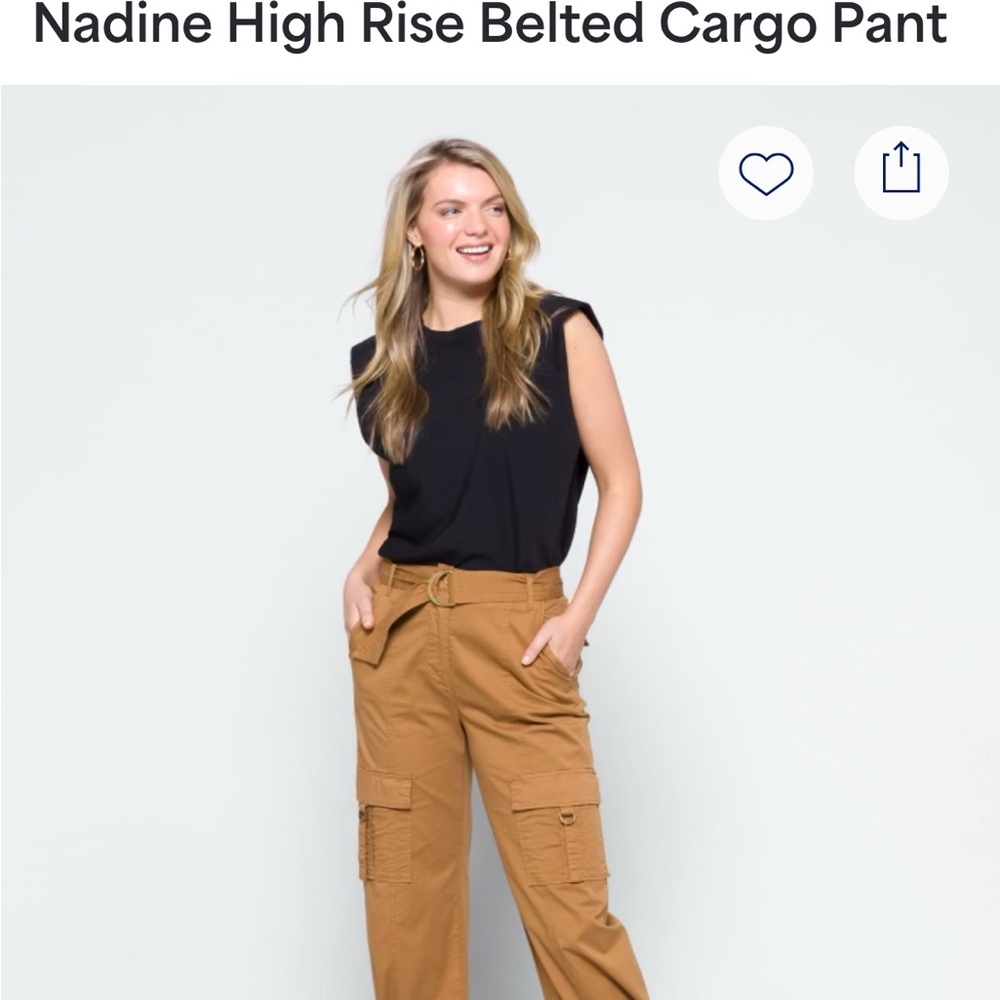 Pistola Tan Nadine High Rise Belted Cargo Pant